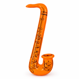Inflatable saxophone toy on a white background