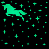 unicorn and stars glow int he dark wall stickers
