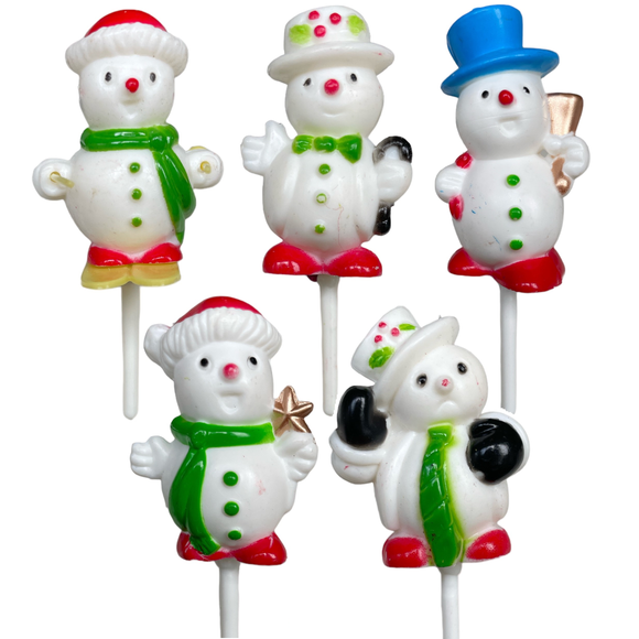 pack of 5 christmas snowman cake toppers