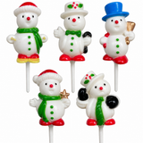 6pc Christmas Cake Decoration Toppers Set Santa Snowman Robin Fir Trees Xmas