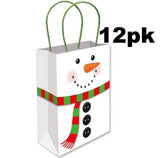 Christmas Gift Bags 12 x Snowman Paper Party Loot Bag With Handles Recyclable