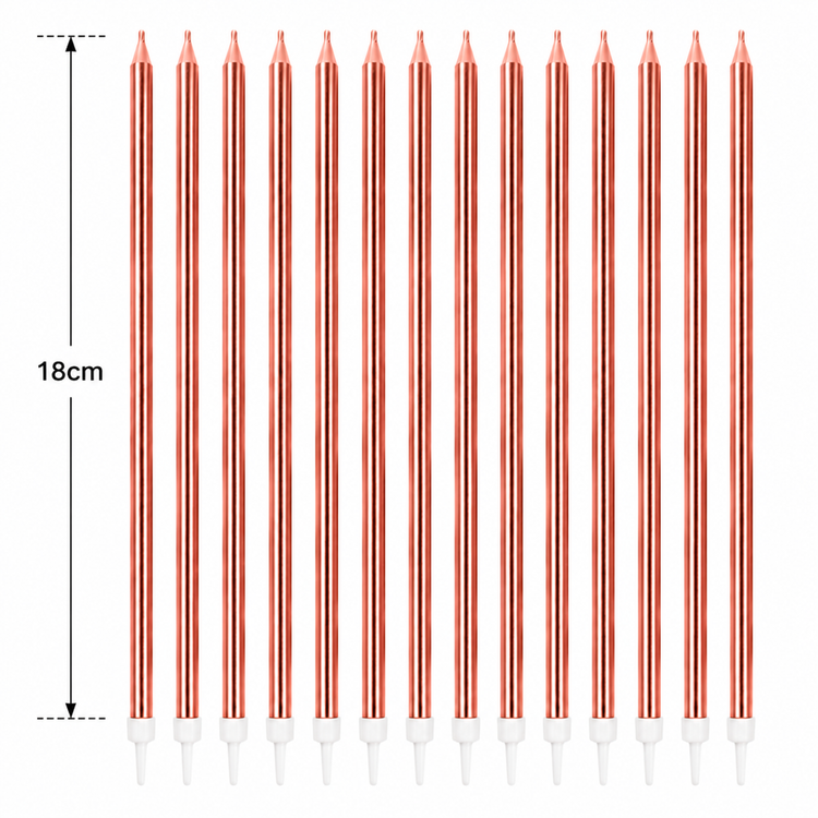 Tall Cake Candle Toppers Rose Gold Extra Long 18cm Birthday Cake Decoration