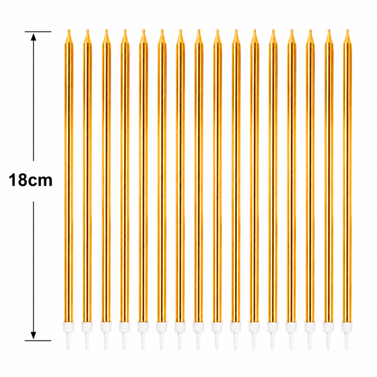 Tall Cake Candle Toppers Gold Extra Long 18cm Birthday Cake Decoration Display