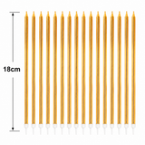 16 Extra Tall Candles & Holders 18cm Birthday Party Cake Topper Decoration Pick