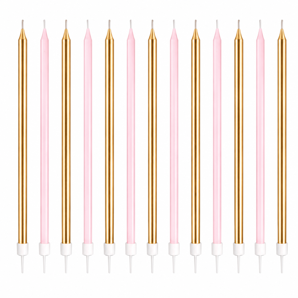 Tall Cake Candle Toppers Gold and Pink Extra Long 18cm Birthday Cake Decoration