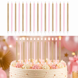 Tall Cake Candle Toppers Gold and Pink Extra Long 18cm Birthday Cake Decoration