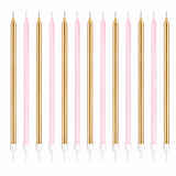 Tall Cake Candle Toppers Gold and Pink Extra Long 18cm Birthday Cake Decoration