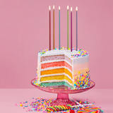Tall Cake Candles 18cm Metallic Rainbow Multi Coloured Extra Long Candle Topper