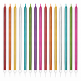 Tall Cake Candles 18cm Metallic Rainbow Multi Coloured Extra Long Candle Topper