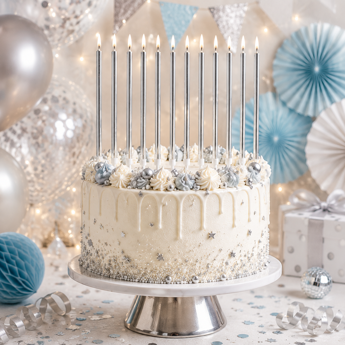 16 Extra Tall Candles & Holders 18cm Birthday Party Cake Topper Decoration Pick