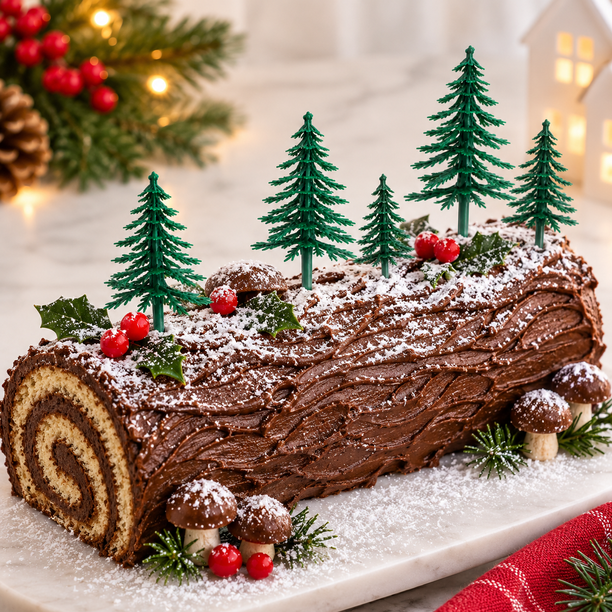 Fir Tree Christmas Cake Topper Decoration Forest Scene Cake Dislay