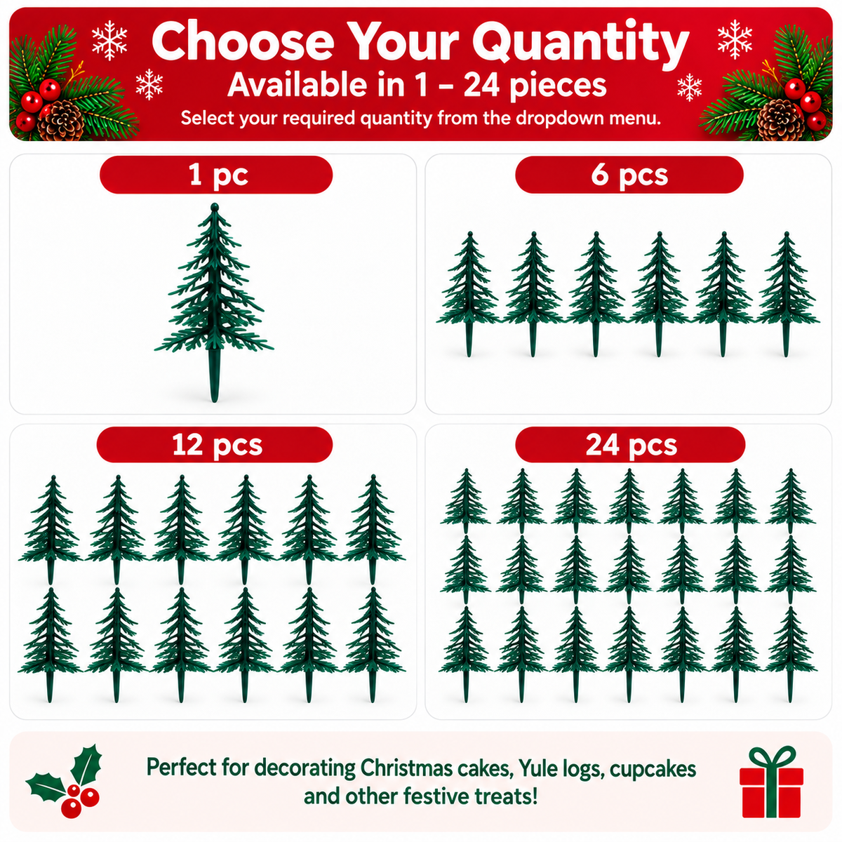 Fir Tree Christmas Cake Topper Decoration Forest Scene Cake Dislay