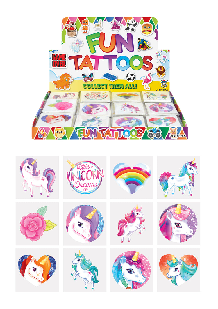 Kids unicorn temporary tattoos