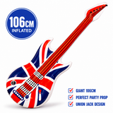 Inflatable Union Jack Guitar 106cm Blow Up Air Guitar Fancy Dress Party Prop