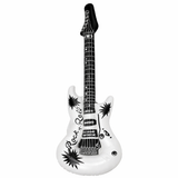 Inflatable electric guitar with 'Rock & Roll' text and star designs on a white background