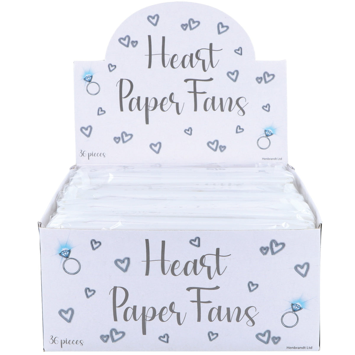 White heart folding pocket fan retail box