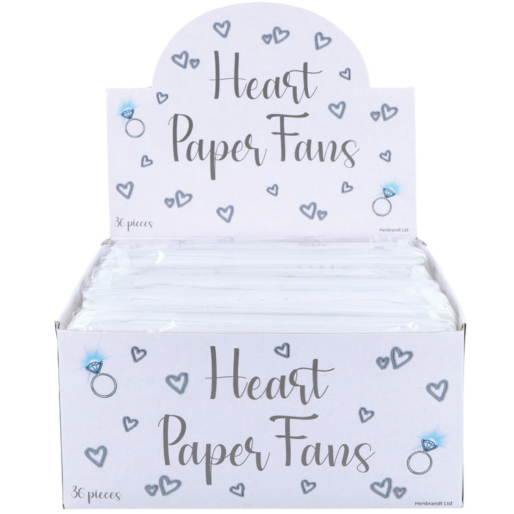 White heart folding pocket fan retail box