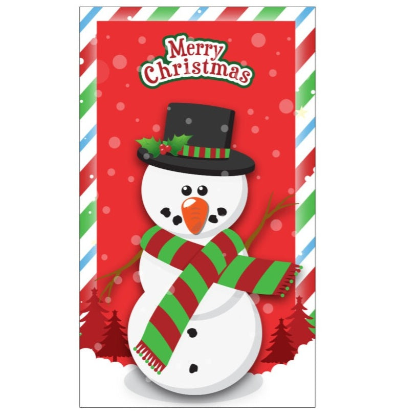 Christmas notebook with a snowman design on a red background