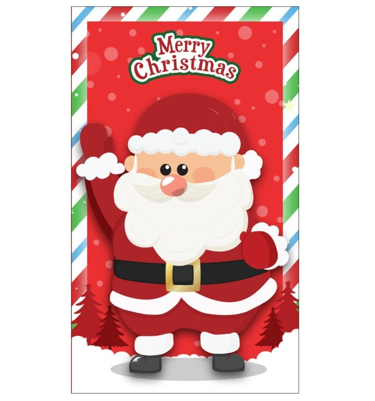 Santa Claus notebook on a red background with 'Merry Christmas' text