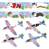 Set of Christmas-themed gliders with Santa, snowman, elf, and penguin designs on a white background.