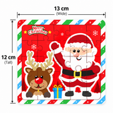 A square jigsaw puzzle featuring a festive Christmas design with Santa Claus and a reindeer, shown with dimension labels indicating 13 cm wide by 12 cm tall on a white background.