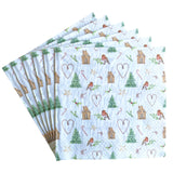 6 Christmas Napkins Mini Trees Candy Robins Serviette