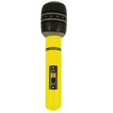 Yellow microphone with black star pattern on a white background