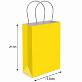 Yellow Party Gift Bag With Handles Small Present Loot Favours Paper Bags