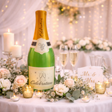 inflatable champagne bottle table display.
