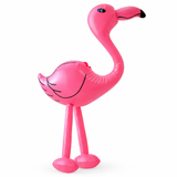 Inflatable pink flamingo on a white background