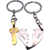 Gold key to my heart 2 piece couples keyring gift idea