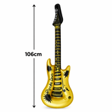 Inflatable guitar with measurement on a white background