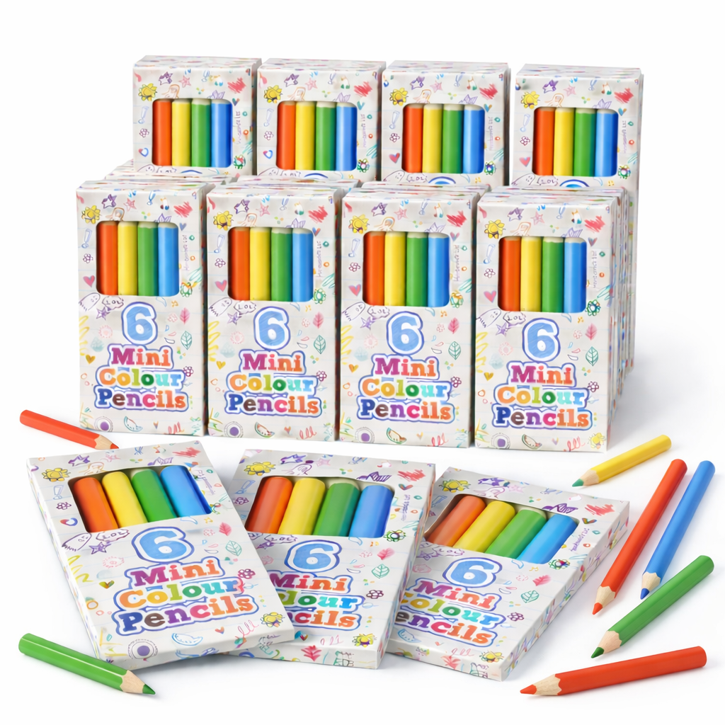 Mini Colouring Pencils 12 Packs of 6 Boys Girls Party Bag Fillers Lucky Dip Toys