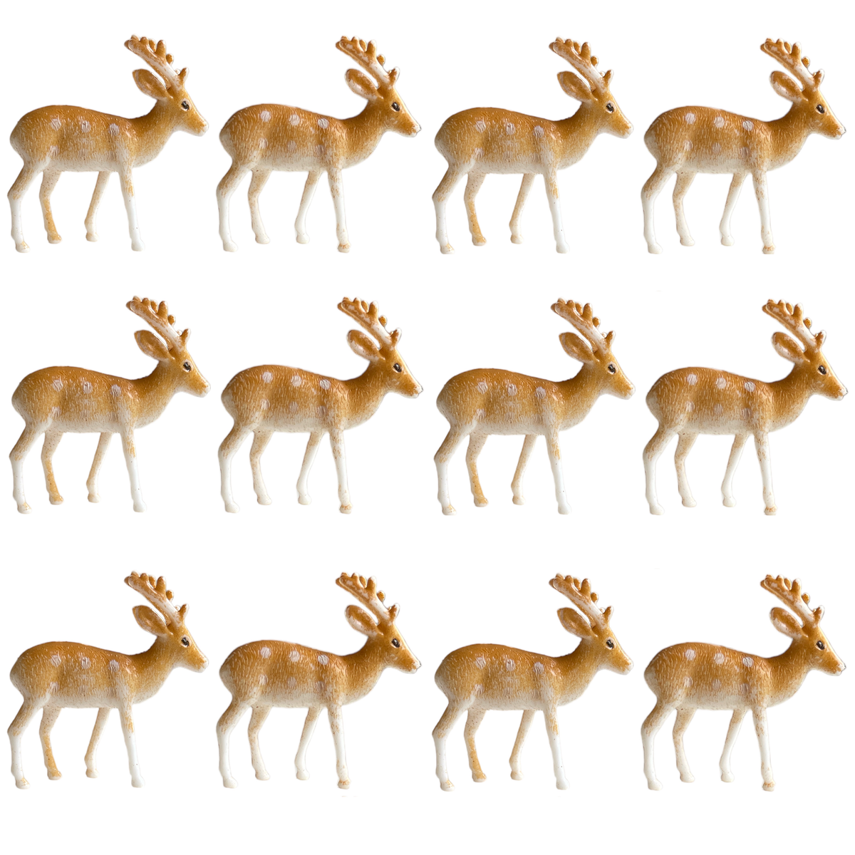 Reindeer Cake Topper Christmas Yule Log Cupcake 4cm Winter Decoration 1-24pc