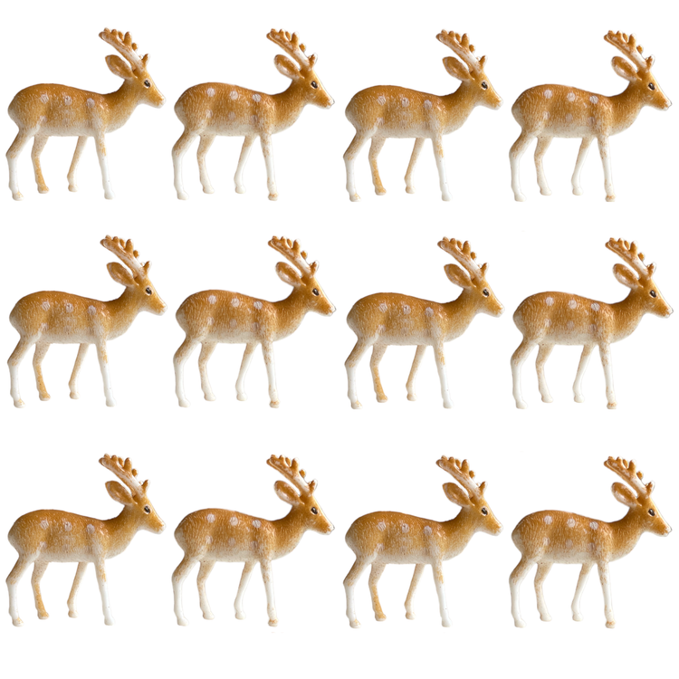 Reindeer Cake Topper Christmas Yule Log Cupcake 4cm Winter Decoration 1-24pc