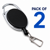 2 x Retractable Key Chain ID Holder 80cm Extendable Rope Keyring Carabina Clip