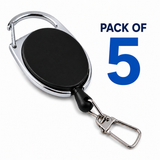 5 x Retractable Key Chain ID Holder 80cm Extendable Rope Keyring Carabina Clip