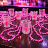 6x Hen Party Willy Shot Glasses Glass Pink Necklace Fun Night Fancy Dress Prop
