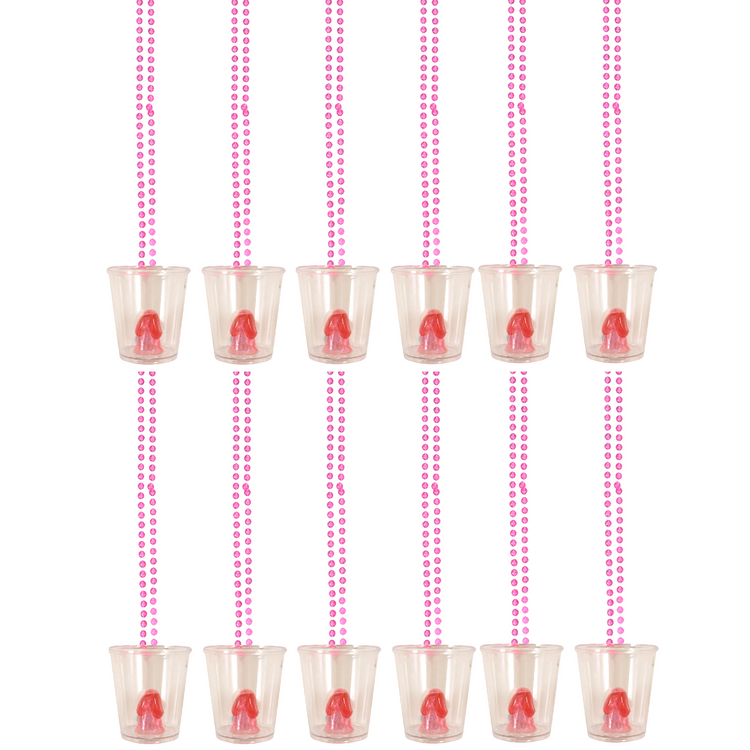 pack of 12 pink shot glasses for hen do party