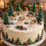 12pc Reindeer Cake Topper Set Christmas Yule Log Cupcake Plastic Snow Decoration