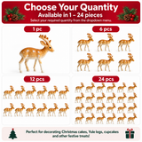Reindeer Cake Topper Christmas Yule Log Cupcake 4cm Winter Decoration 1-24pc