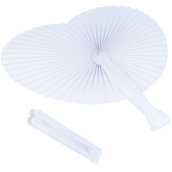 White heart folding pocket fan