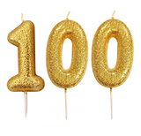 100th birthday gold cake candle 