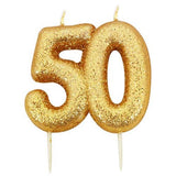 50th birthday gold cake candle 