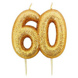 60th birthday gold cake candle 