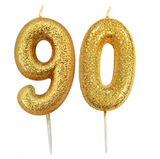 90th birthday gold cake candle 