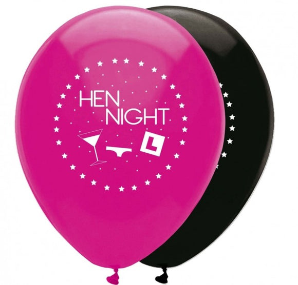 hen do party balloons pink and black