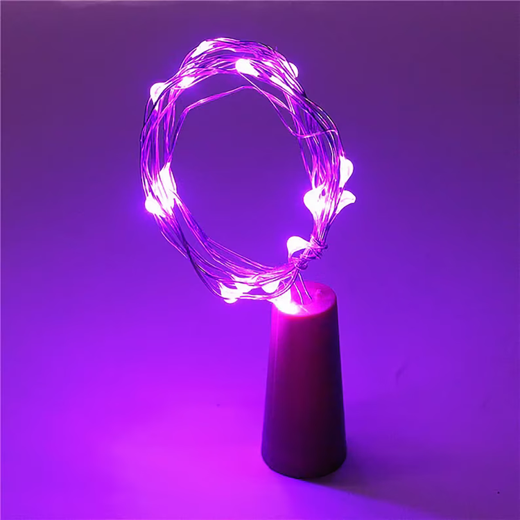 20 LED purple cork string light