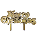 gold merry christmas sign cake topper