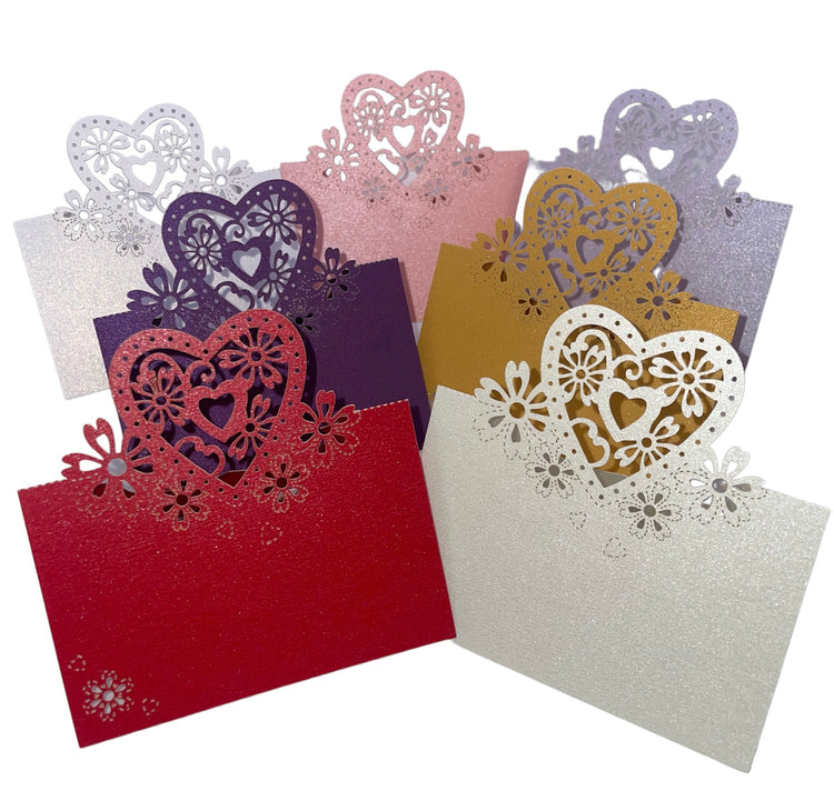heart place cards in 7 colours